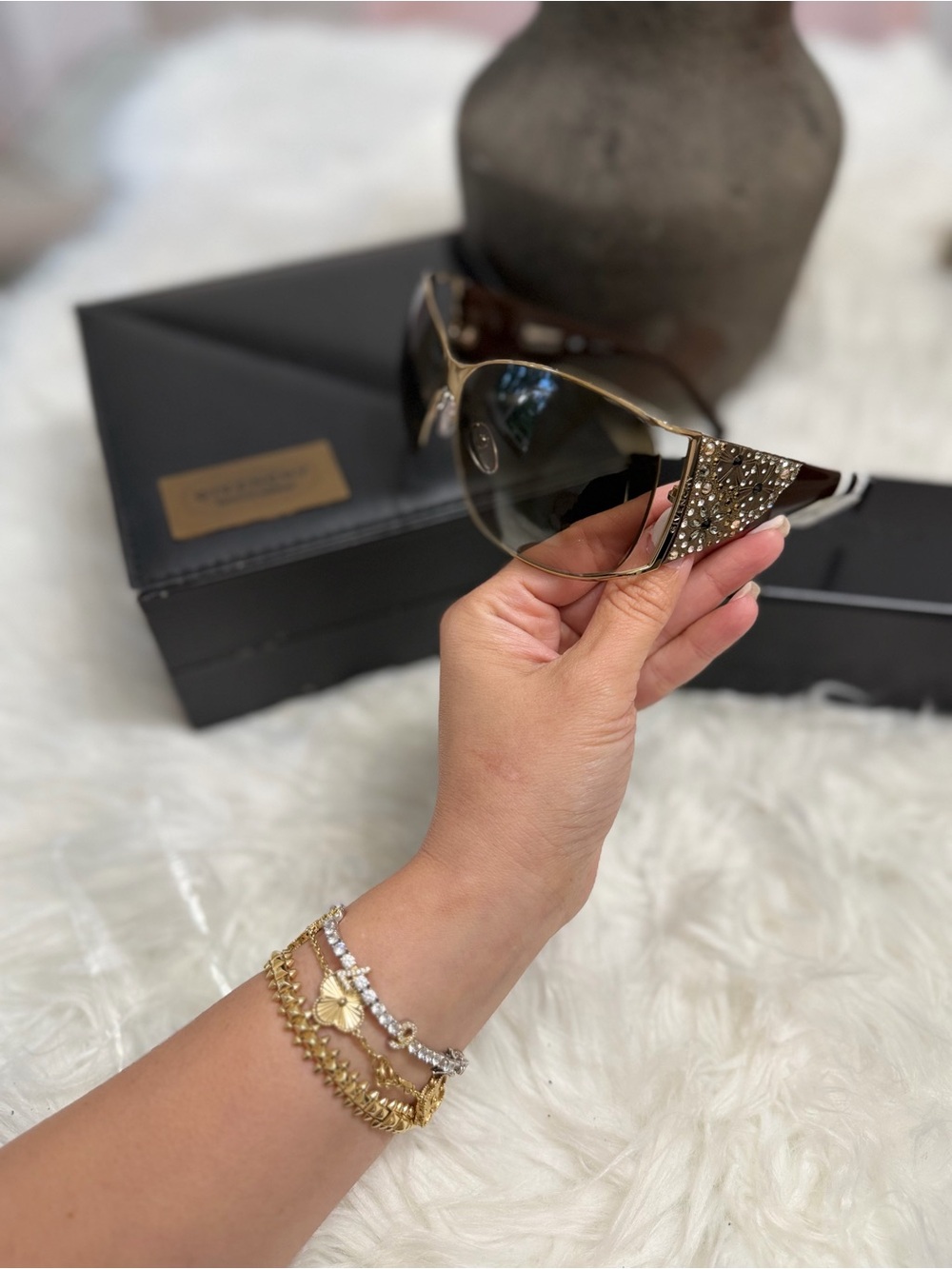 GIVENCHY SGV 364S LIMITED EDITION SUNGLASSES WITH FLORAL CRYSTAL